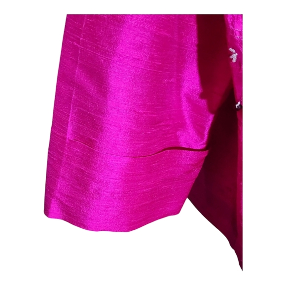 Michael Simon Pink Silk Jacket Embroidered Beaded Vintage 90s Size 0X - Picture 5 of 13